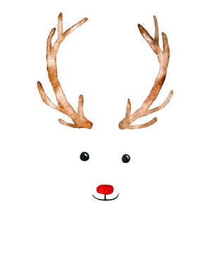 watercolor christmas deer isolated on white background