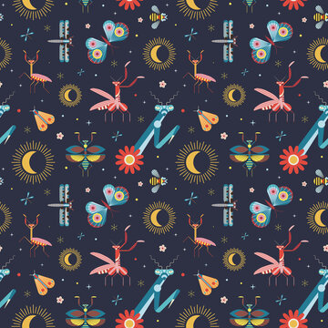 Meadow Insects Geometric Pattern