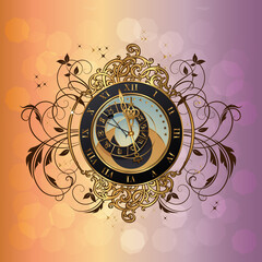 happy new year 2021 background creative design with golden Clock. big bang