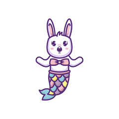 Cute bunny mermaid mascot design
