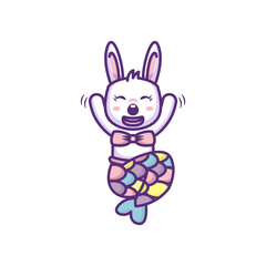 Cute bunny mermaid mascot design