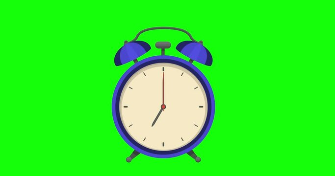 4K resolution Looped animation of retro alarm clock rings and wakes up in the morning. 2D Seamless motion animated footage with watch, clock. Stock video with green screen, time is money Concept