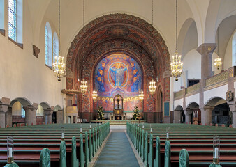 Interior of Vasa Church (Vasakyrkan) in Gothenburg, Sweden