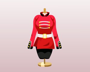 Vector of red outfit for woman in light purple background