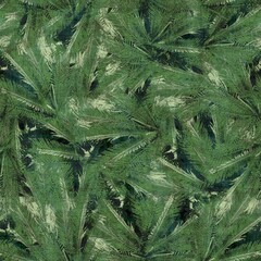 Green tropical palm tree leaves seamless pattern. High quality illustration. Vivid, detailed, and highly textured graphic design. Trendy jungle foliage for fabric or repeat surface design.