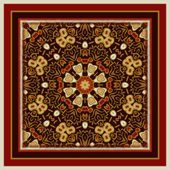 Creative trendy color abstract geometric pattern in gold brown red beige, vector seamless, can be used for printing onto fabric, interior, design, textile, rug, carpet, tiles, pillow. Frame.