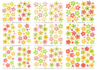 水彩ひなまつりシリーズ_桜・梅・桃いろいろ