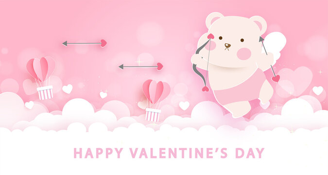 Valentine's day greeting card with cute cupid .
