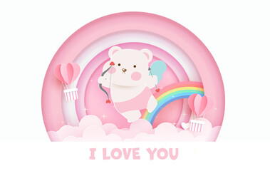 Valentine's day greeting card with cute cupid .