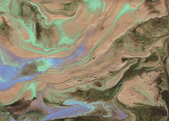 Abstract marble background, hand painted texture, painted with acrylics, splashes, drops of paint, paint strokes. Design for backgrounds, wallpapers, covers and packaging.