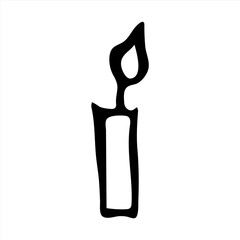 Hand drawn doodle style candle in vector. Isolated illustration on white background. For interior design, wallpaper, packaging, poster