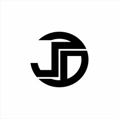 JD Logo monogram with rounded line swipe design template