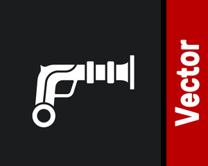 White Vintage pistols icon isolated on black background. Ancient weapon. Vector.