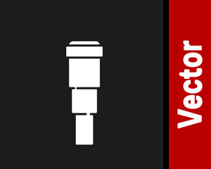 White Spyglass telescope lens icon isolated on black background. Sailor spyglass. Vector.