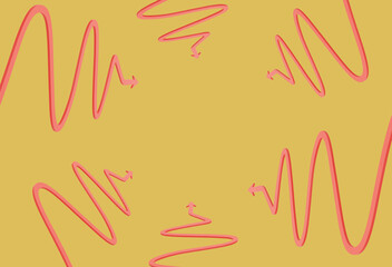 Fototapeta premium red curved arrows on yellow background, 3d render