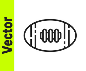 Black line American Football ball icon isolated on white background. Rugby ball icon. Team sport game symbol. Vector Illustration.