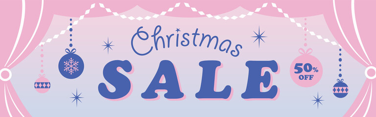 Girly Christmas sale ad template for social media posts, banner, card design, etc.	