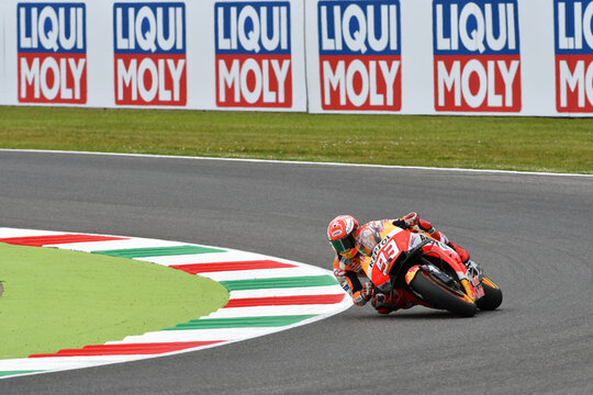 MUGELLO - ITALY, 2 JUNE: Spanish Honda Repsol Team rider Marc Marquez during practice session at 2018 GP of Italy of MotoGP on June, 2018. Italy