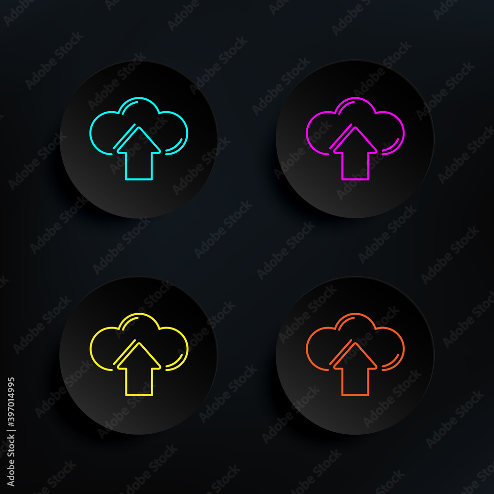 Poster cloud storage dark badge color set icon. simple thin line, outline vector of web icons for ui and ux
