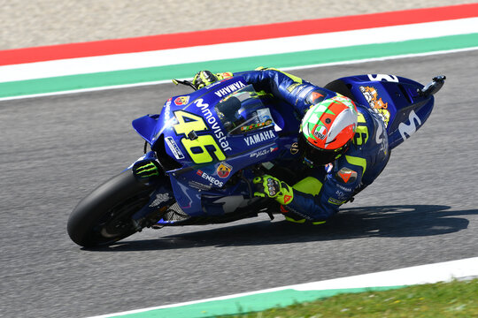 MUGELLO - ITALY, 2 JUNE: Italian Yamaha Movistar Team rider Valentino Rossi set Pole Position during Qualifyng session at 2018 GP of Italy of MotoGP on 2 June, 2018. Italy