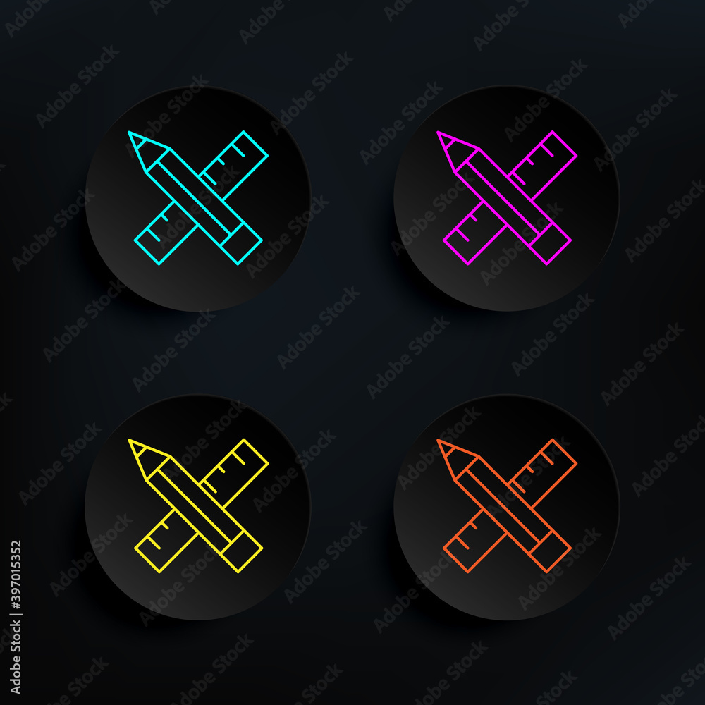 Poster design tools dark badge color set icon. simple thin line, outline vector of web icons for ui and ux,