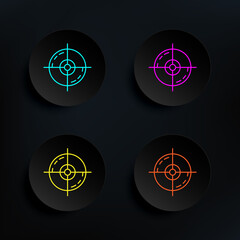 Market target dark badge color set icon. Simple thin line, outline vector of web icons for ui and ux, website or mobile application