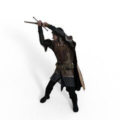 3D Render male knight with sword