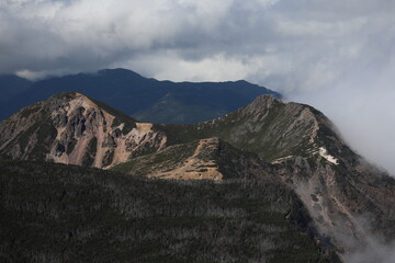 The ridge of Tengudake mountain with the clouds