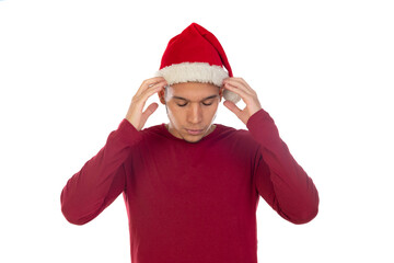 African guy wearing a Christmas hat