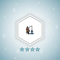     ice fishing vector icons