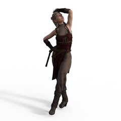 3D Render female medieval clothes 