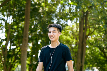 Fototapeta premium Young Man Jogging in the park