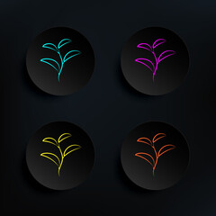 Naklejka premium Green tea dark badge color set icon. Simple thin line, outline vector of tea icons for ui and ux, website or mobile application