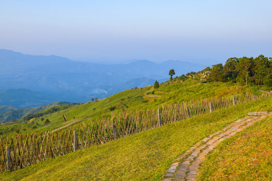 Mountain View of Doi Chang Mup Viewpoint at Sunset