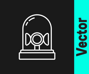White line Flasher siren icon isolated on black background. Emergency flashing siren. Vector.