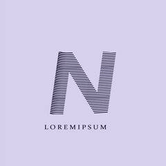 Line Stripes Letter N logo icon. Design concept line stripe shape with initial letter logo icon.