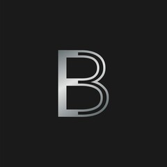 Initial Letter B logo icon. Vector design concept abstract classy letter with silver color.