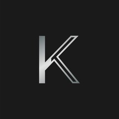 Initial Letter K logo icon. Vector design concept abstract classy letter with silver color.