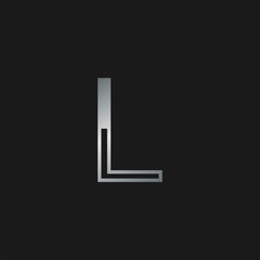 Initial Letter L logo icon. Vector design concept abstract classy letter with silver color.