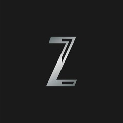 Initial Letter Z logo icon. Vector design concept abstract classy letter with silver color.