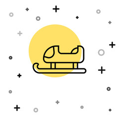 Black line Sled icon isolated on white background. Winter mode of transport. Random dynamic shapes. Vector.