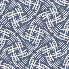 Foto op Plexiglas Landelijke stijl Naadloze Franse boerderij linnen zomer blok print achtergrond. Provence blauw grijs linnen rustieke patroon textuur. Shabby chique stijl oude geweven vlas vervagen. Textiel all-over print.