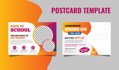 Back to school postcard template. School Education Postcard template