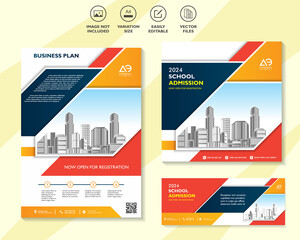Set flyer cover, banner, annual report, business card, and socialmedia template