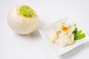 Fresh turnip on a white background.