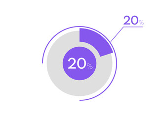 20 percent pie chart. Business pie chart circle graph 20%, Can be used for chart, graph, data visualization, web design