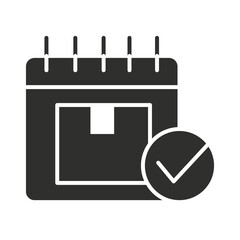 delivery calendar reminder logistic check mark silhouette icon