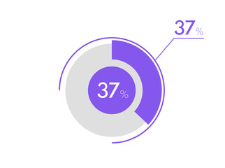 37 percent pie chart. Business pie chart circle graph 37%, Can be used for chart, graph, data visualization, web design