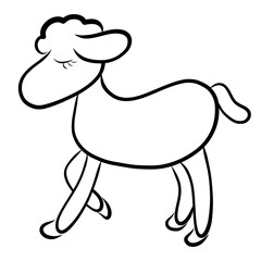 humble lamb with closed eyes stands or steps