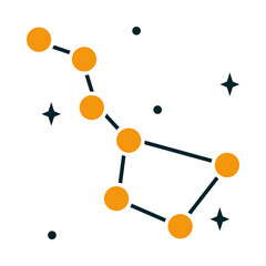 big dipper constellation icon, half line half color style